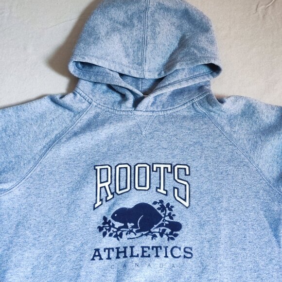 Roots Kids Athletics hoodie boys size XL blue and grey graphic design - Picture 2 of 10